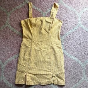 Forever 21 Yellow and White Stripped, Strapless, Mini Dress - Size Medium